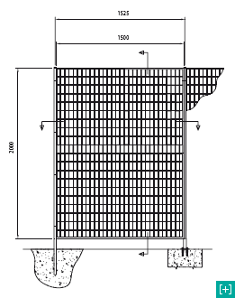 Recinzione verticale con vista frontale per la maglia 100 x 50 h 28