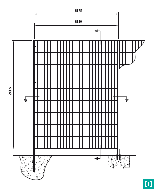 Recinzione verticale con vista frontale per la maglia 220 x 60 h 40